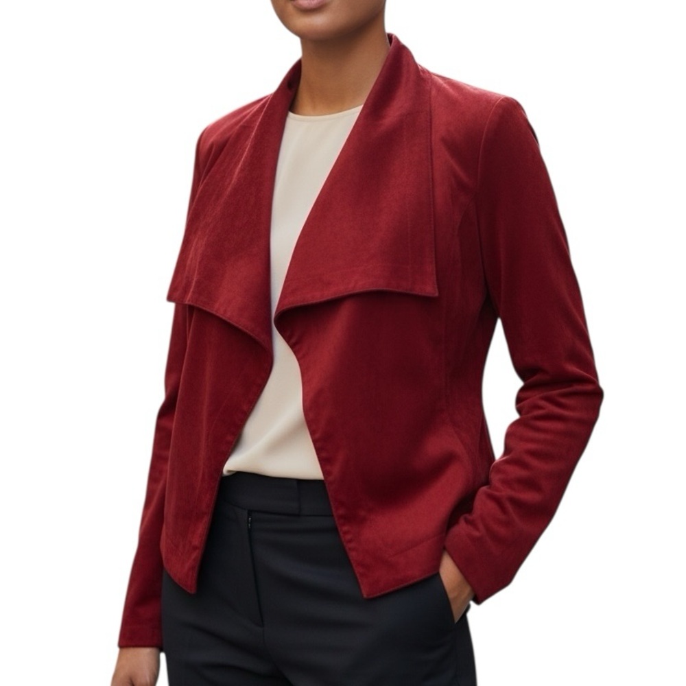 ROMEO + JULIET Jacket Cherry Red Blazer Size Medium Long Sleeve Faux Suede